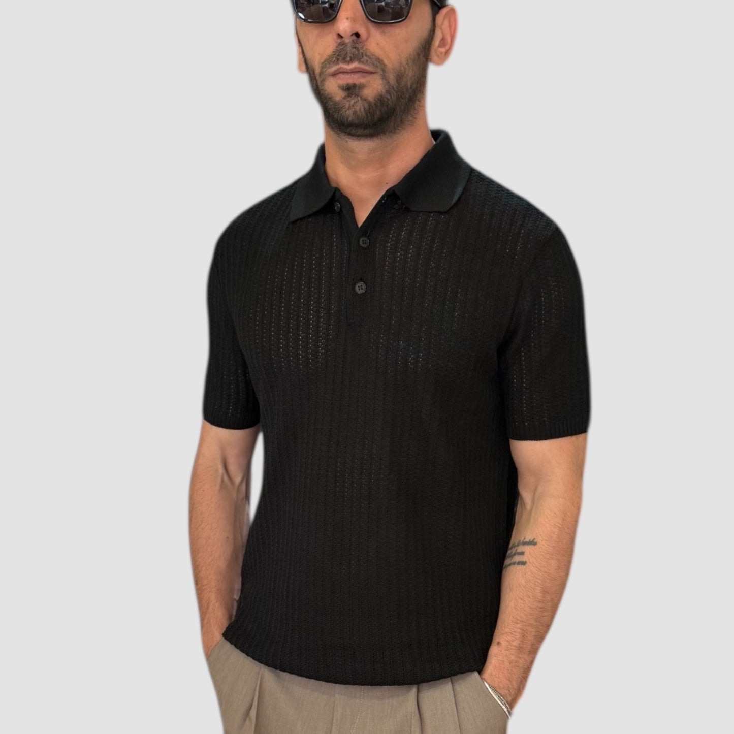 POLO TRAFORATA NERA NJB