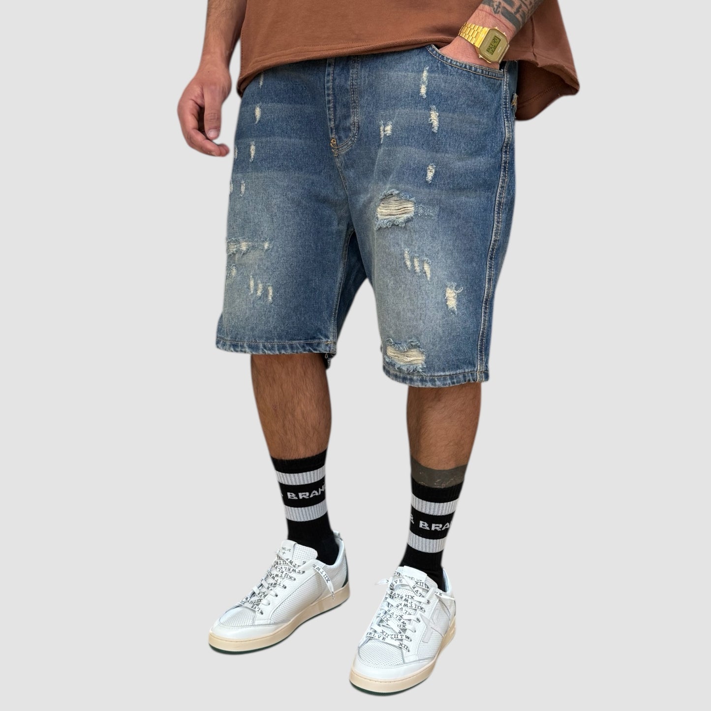 BERMUDA JEANS CON ROTTURE NJB