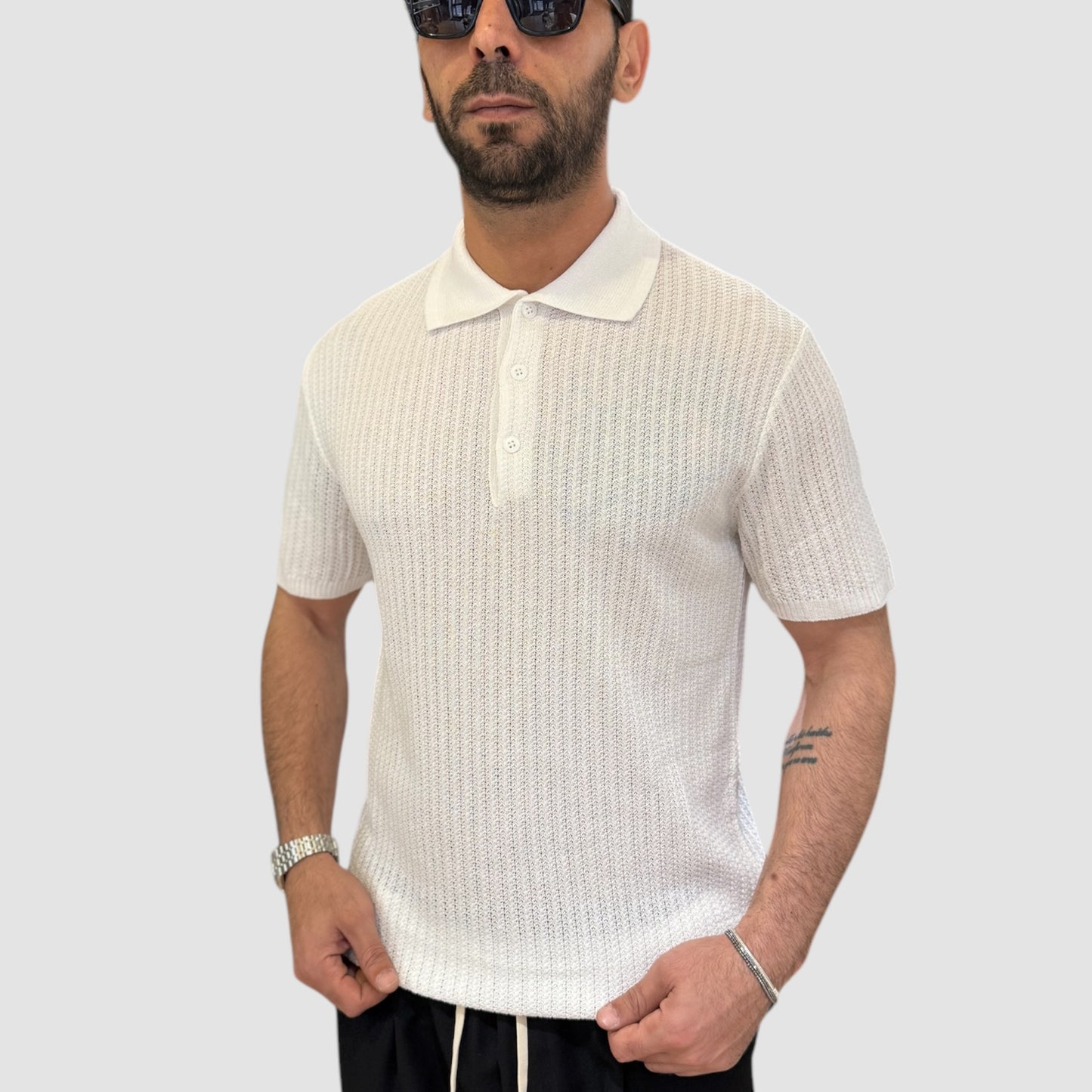 POLO TRAFORATA BIANCA NJB
