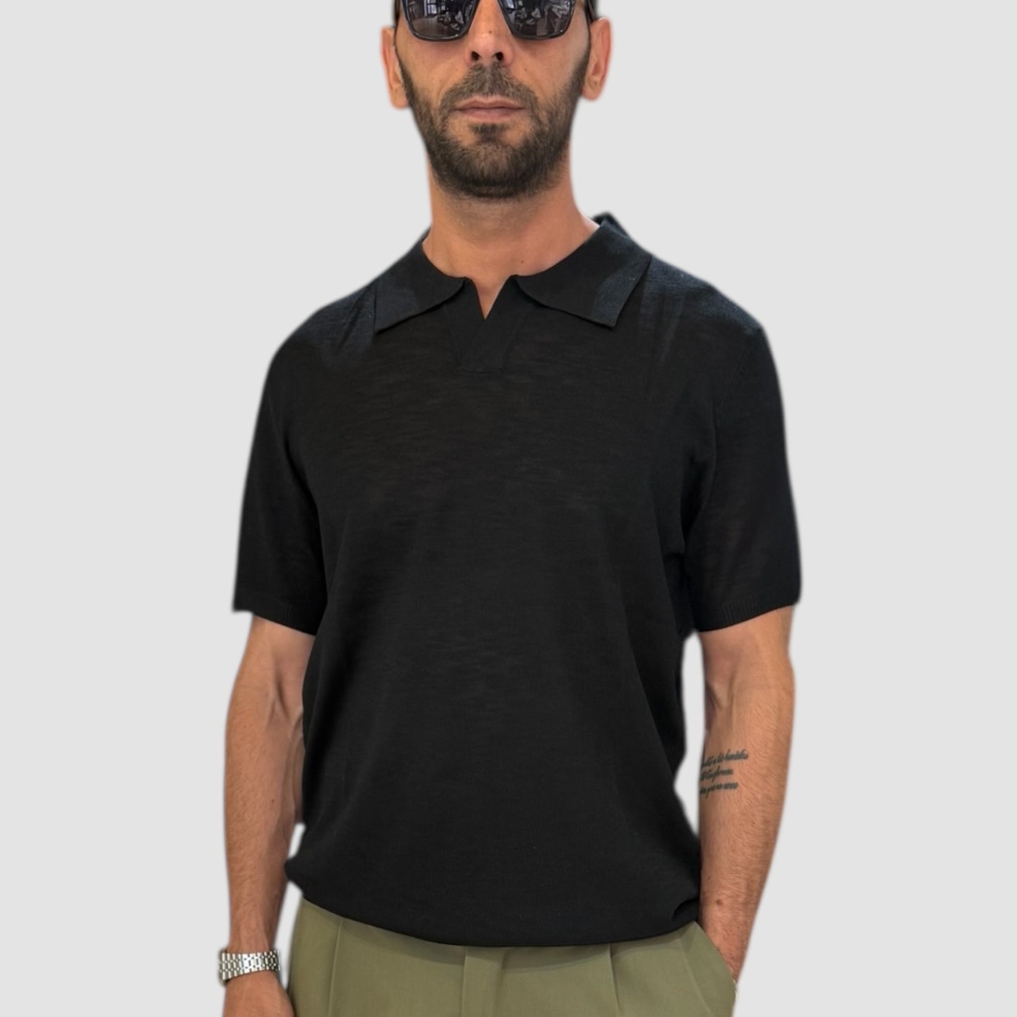 POLO IN LINO SENZA BOTTONI LANDEK