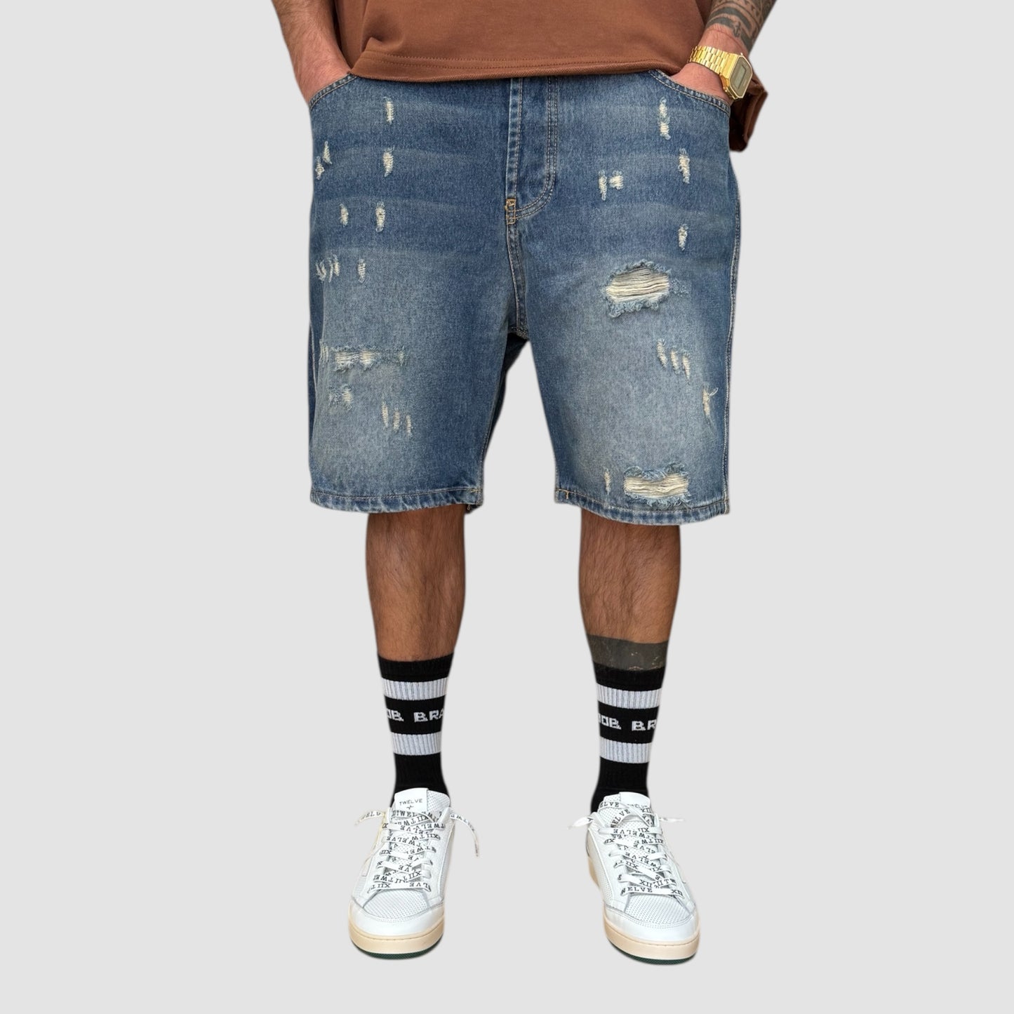 BERMUDA JEANS CON ROTTURE NJB