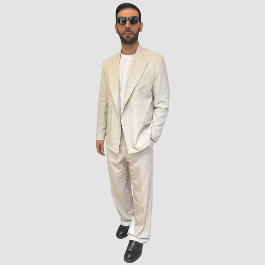 ABITO DOPPIOPETTO PANTALONE FONDO AMPIO SABBIA NJB