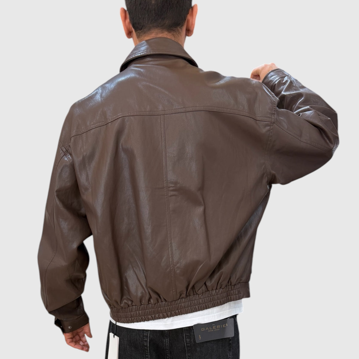 GIUBBINO ECO PELLE CROP DOUBLE LABEL