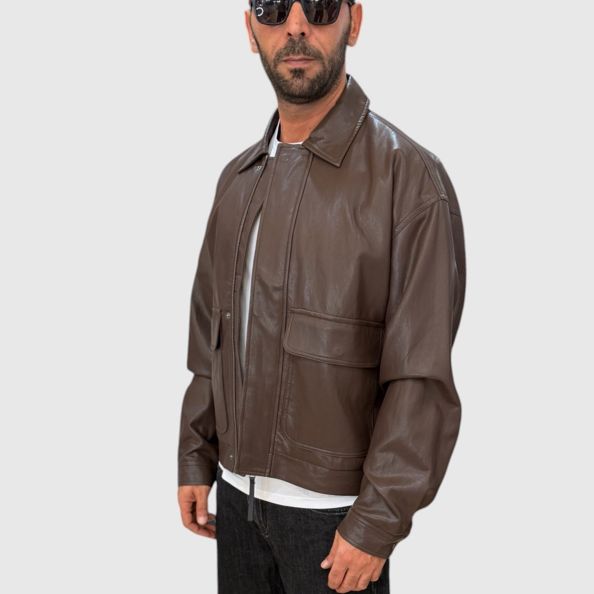 GIUBBINO ECO PELLE CROP DOUBLE LABEL