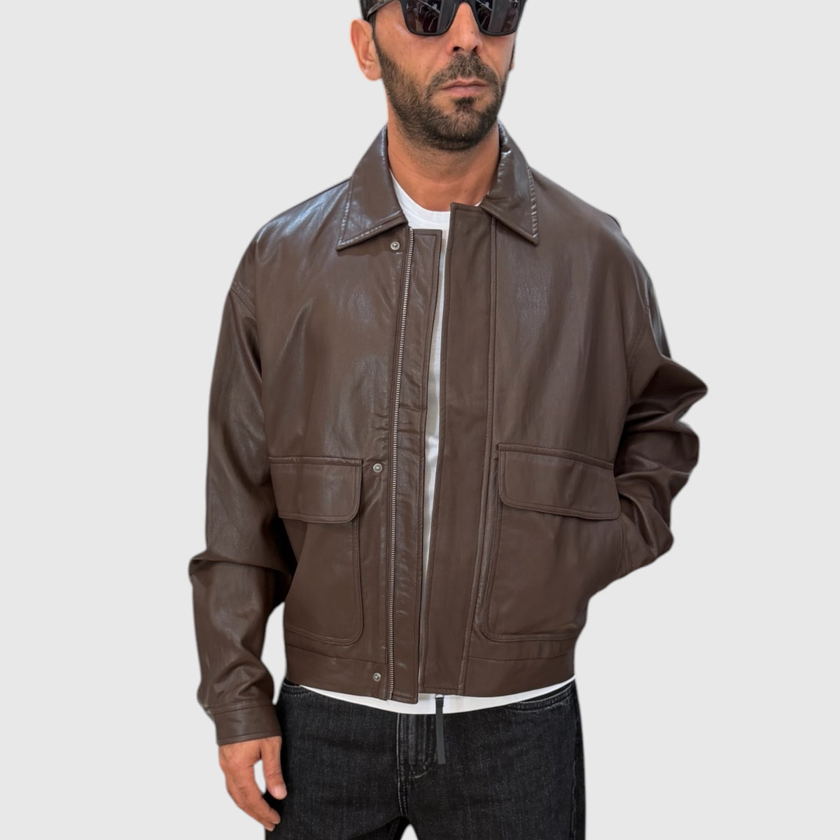 GIUBBINO ECO PELLE CROP DOUBLE LABEL