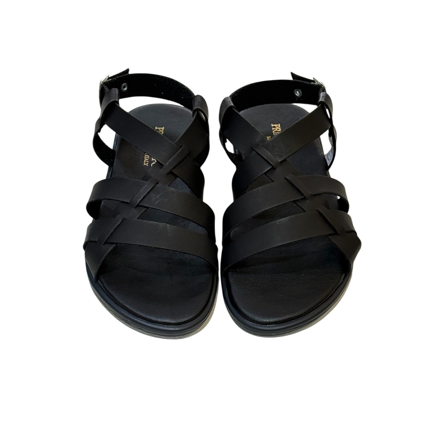 SANDALO INFILATO IN VERA PELLE NERO