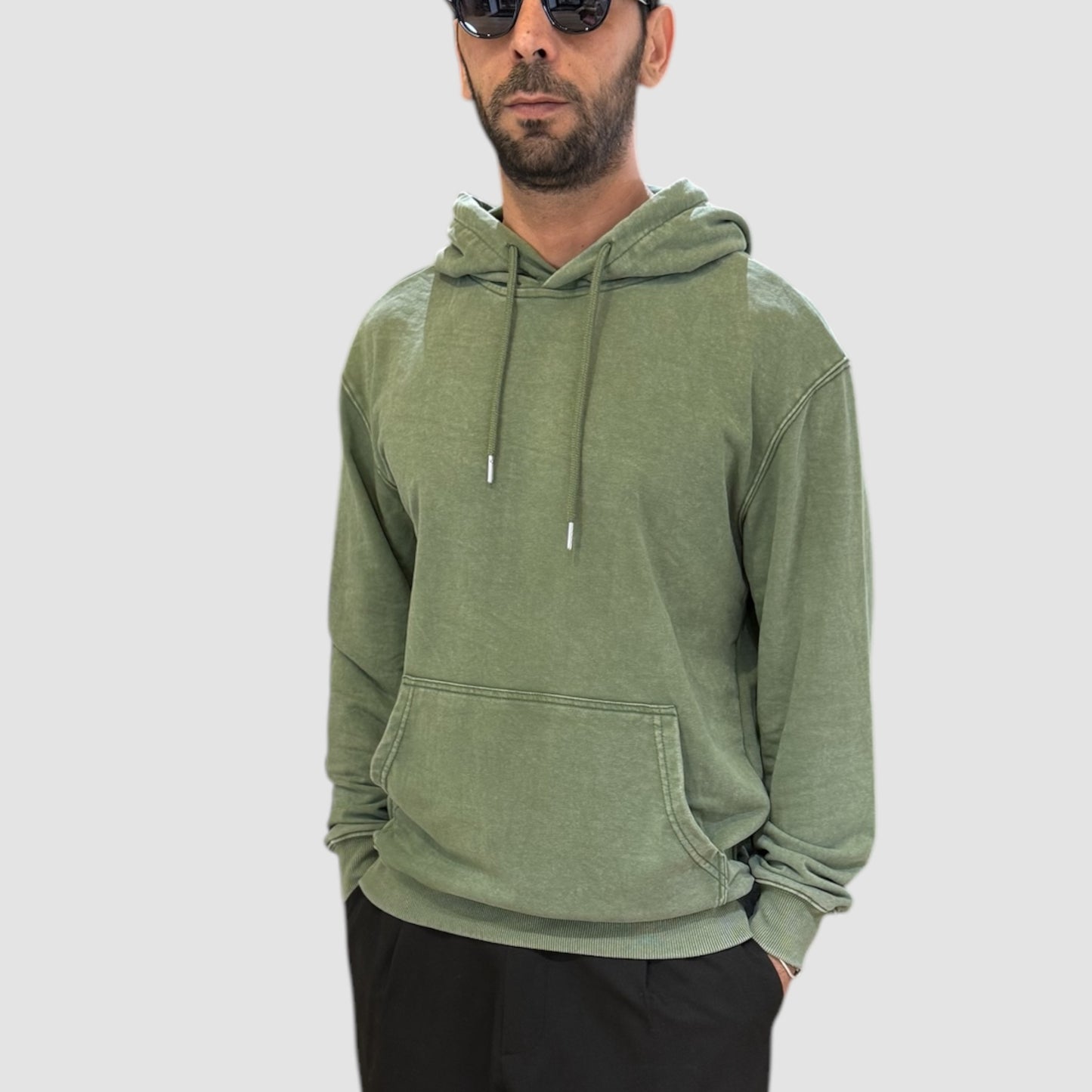 FELPA CON CAPPUCCIO GREEN LANDEK