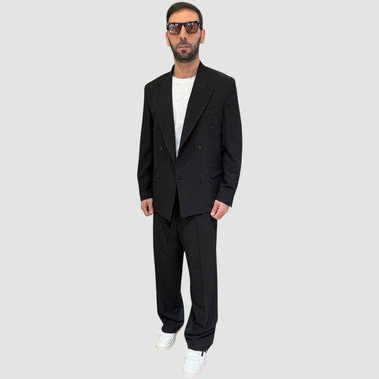 ABITO DOPPIOPETTO PANTALONE FONDO AMPIO NERO NJB
