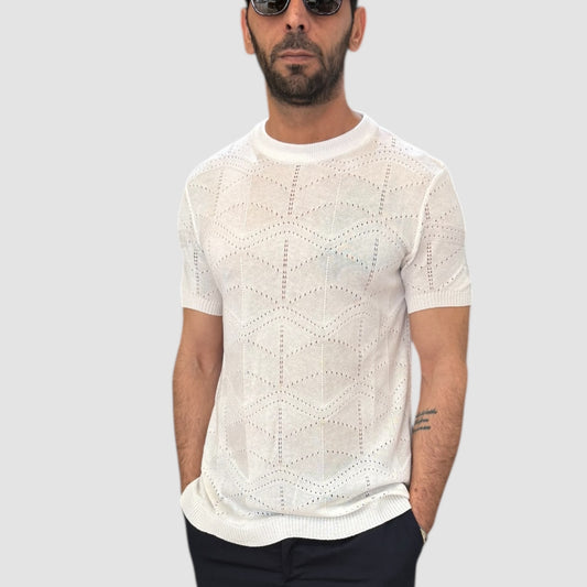 MAGLIA IN FILO LAVORATA BIANCA NJB