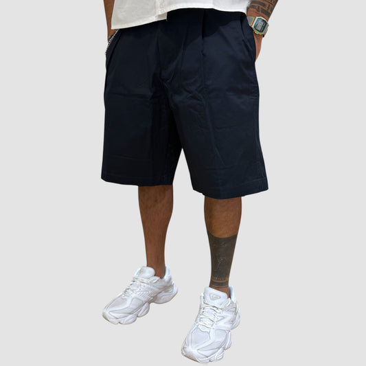 BERMUDA IN COTONE CON PINCES NAVY