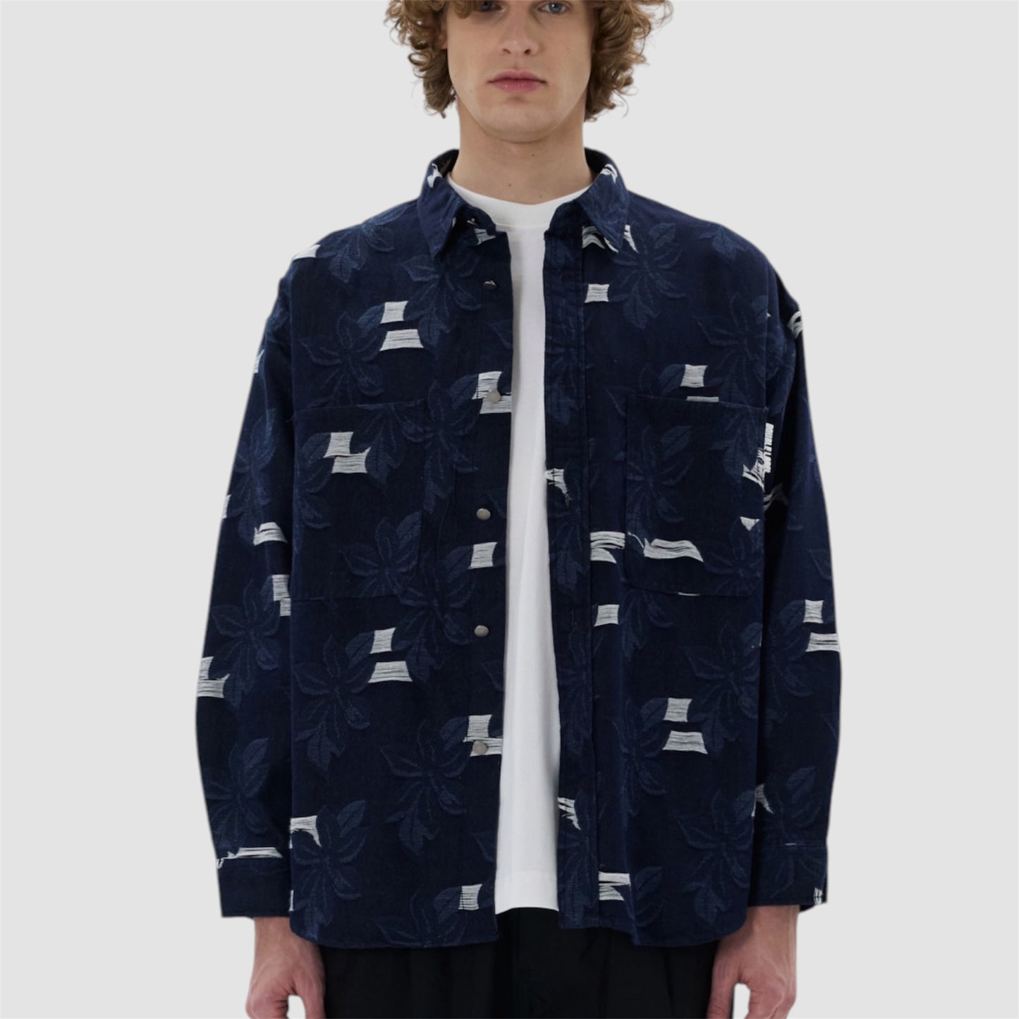 CAMICIA DENIM JACQUARD DOUBLE LABEL
