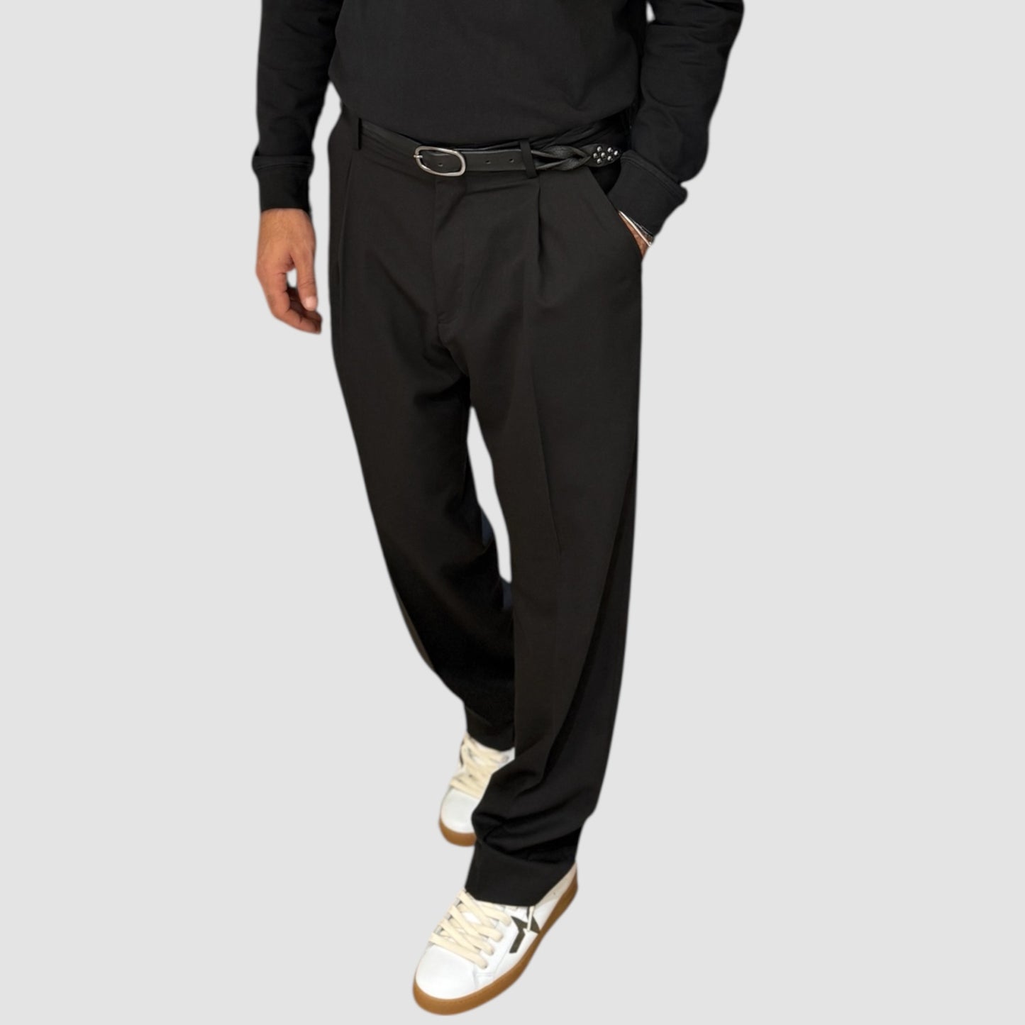 PANTALONE FONDO AMPIO SARTORIALE BLACK NJB