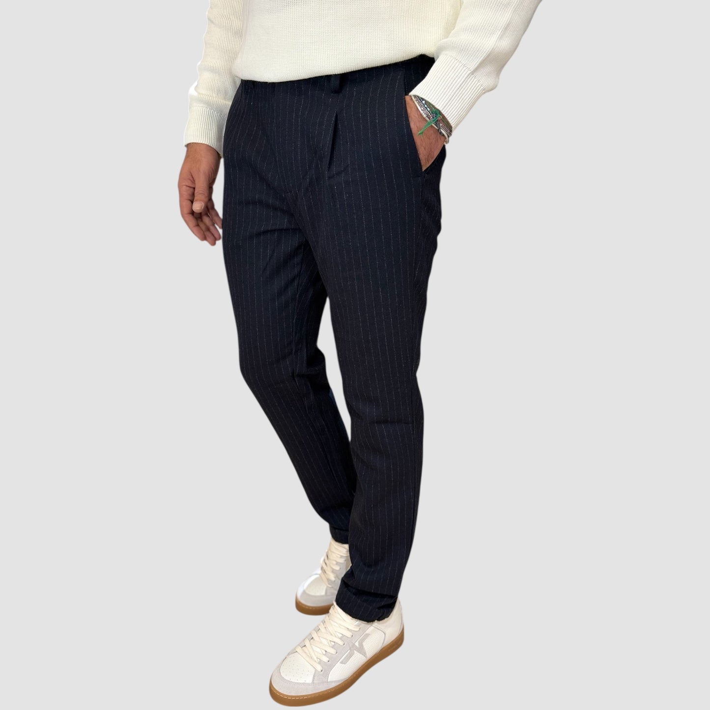 PANTALONE GESSATO MISTO LANA DISPONIBILE IN 2 COLORI