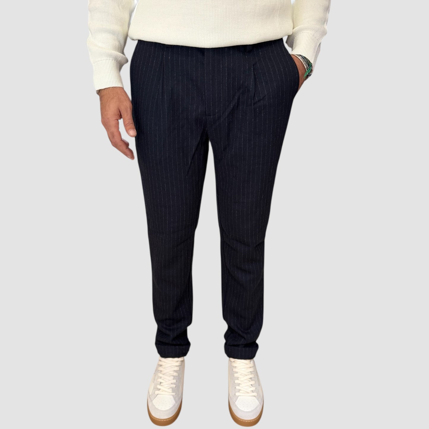 PANTALONE GESSATO MISTO LANA DISPONIBILE IN 2 COLORI