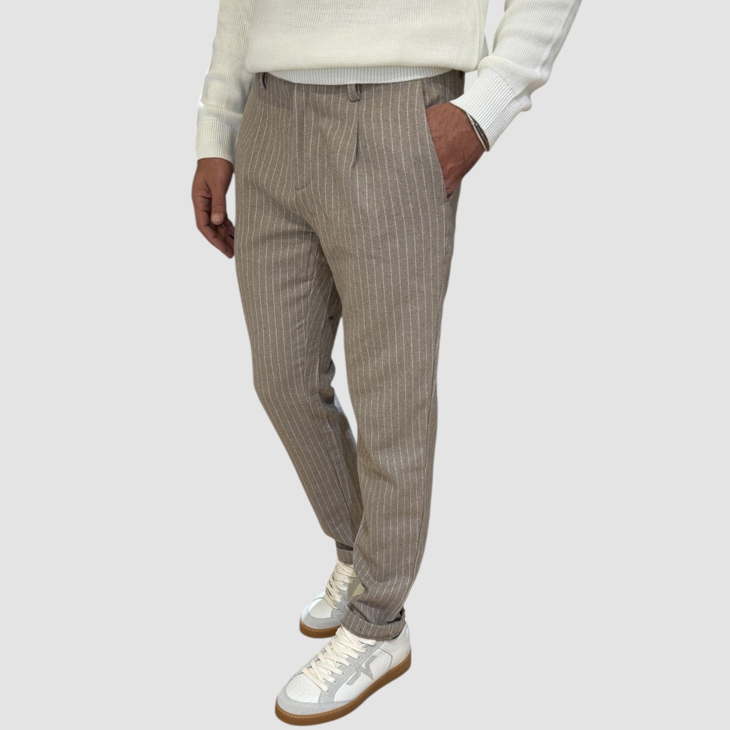 PANTALONE GESSATO MISTO LANA DISPONIBILE IN 2 COLORI