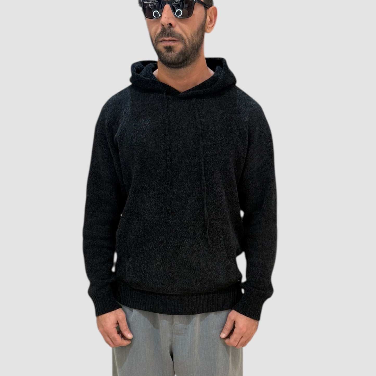 PULLOVER IN CINIGLIA CON CAPPUCCIO