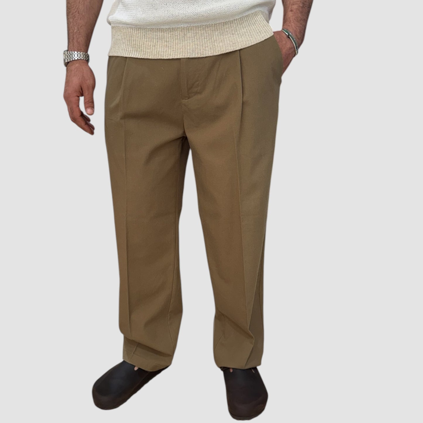 PANTALONE IN LINO FONDO AMPIO GALERIE' DISPONIBILE IN 3 COLORI