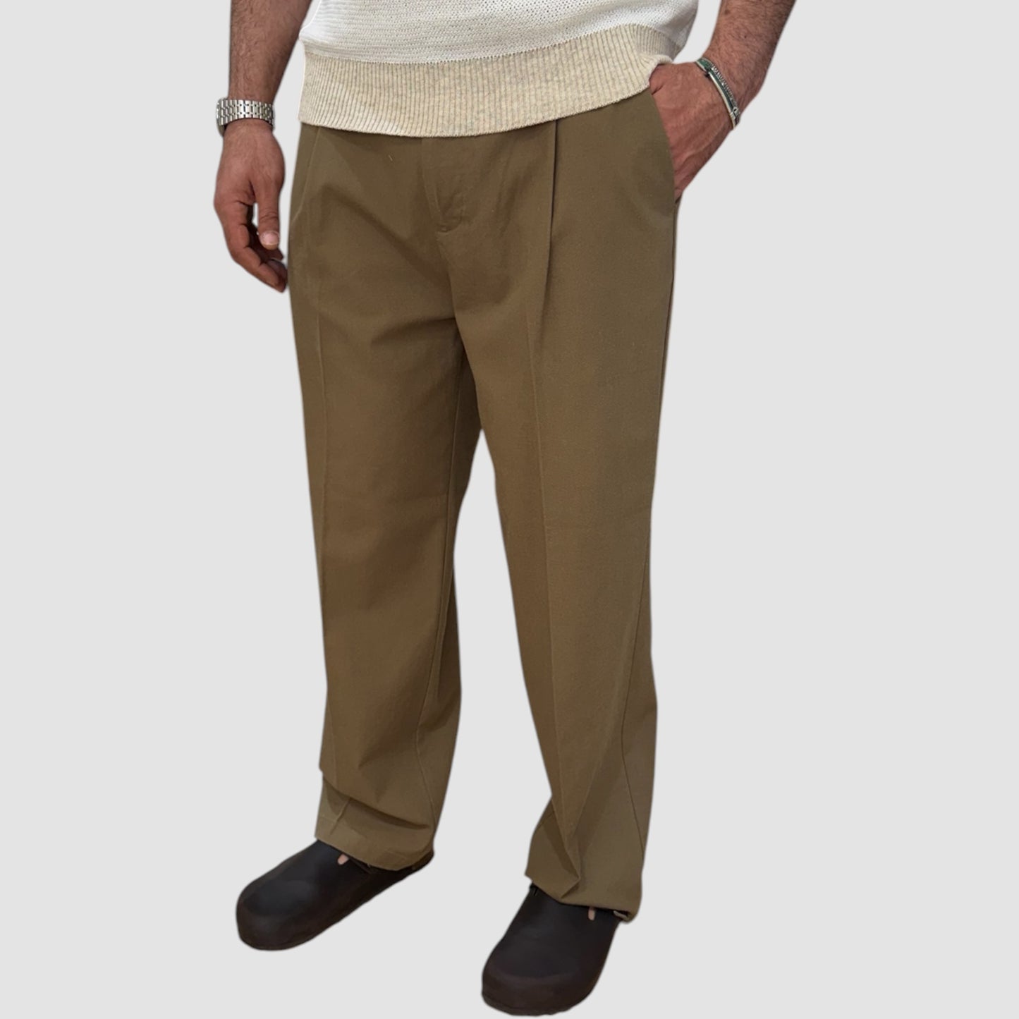 PANTALONE IN LINO FONDO AMPIO GALERIE' DISPONIBILE IN 3 COLORI