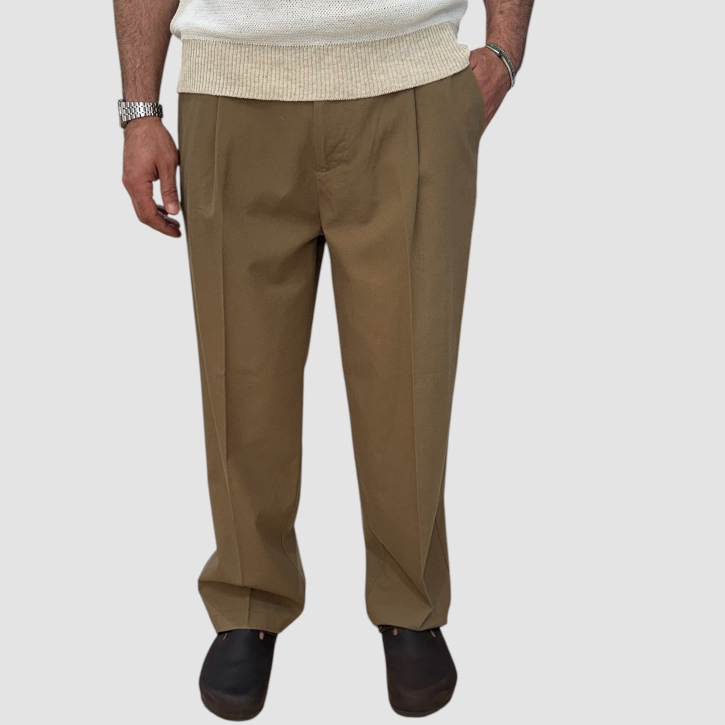 PANTALONE IN LINO FONDO AMPIO GALERIE' DISPONIBILE IN 3 COLORI