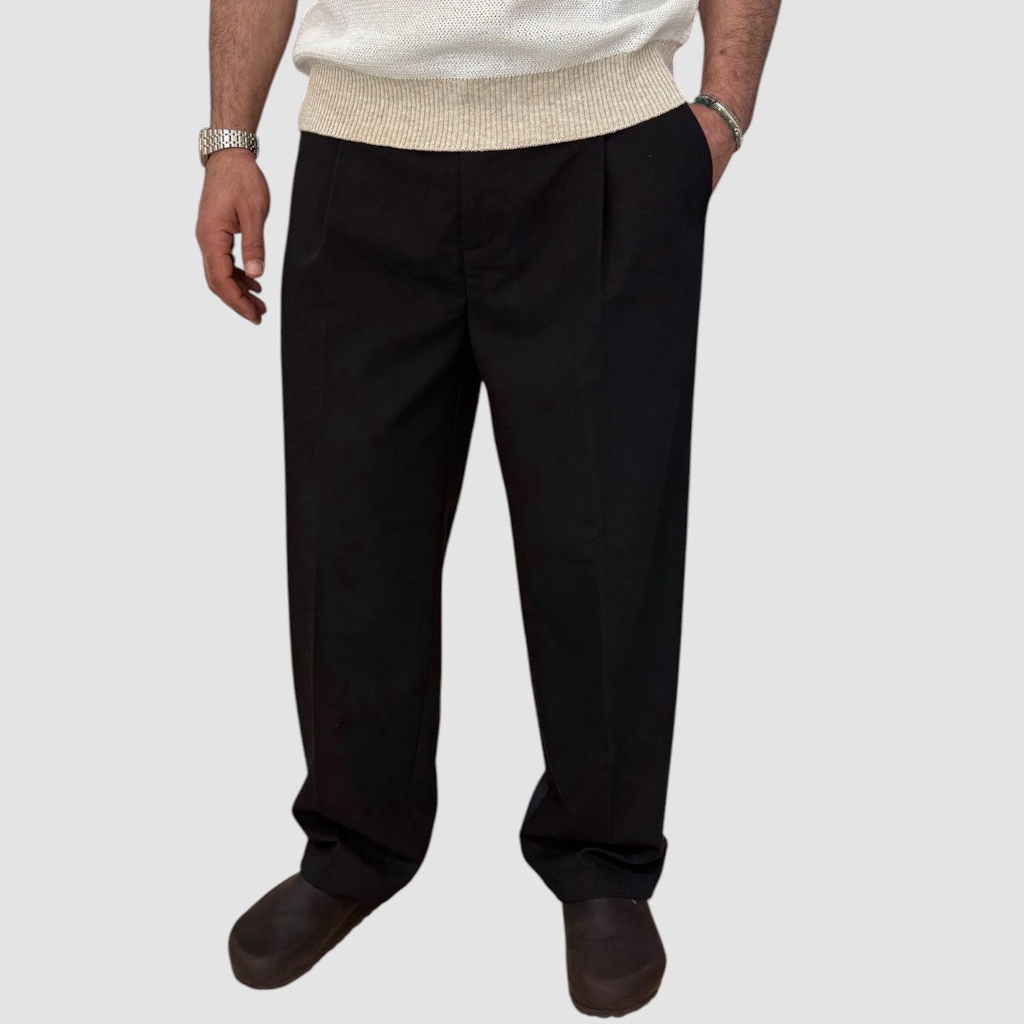 PANTALONE IN LINO FONDO AMPIO GALERIE' DISPONIBILE IN 3 COLORI